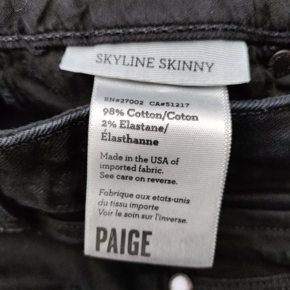 PAIGE Skyline Skinny Jeans in Black Ink Size 23 - Picture 8 of 14